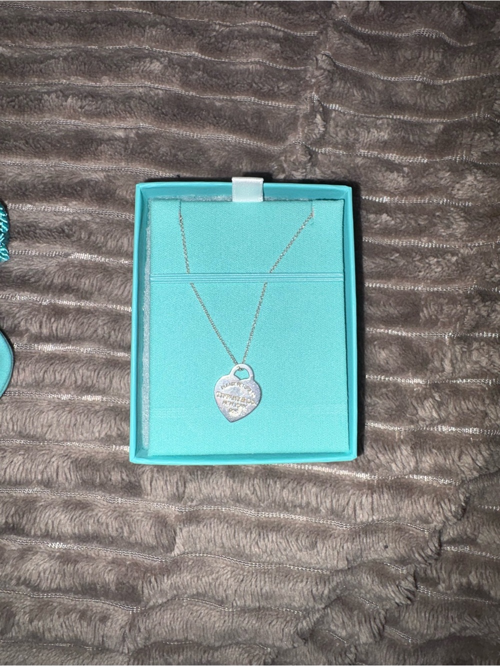 Tiffany & Co. Silver Heart Tag Necklace with Signature Blue Box